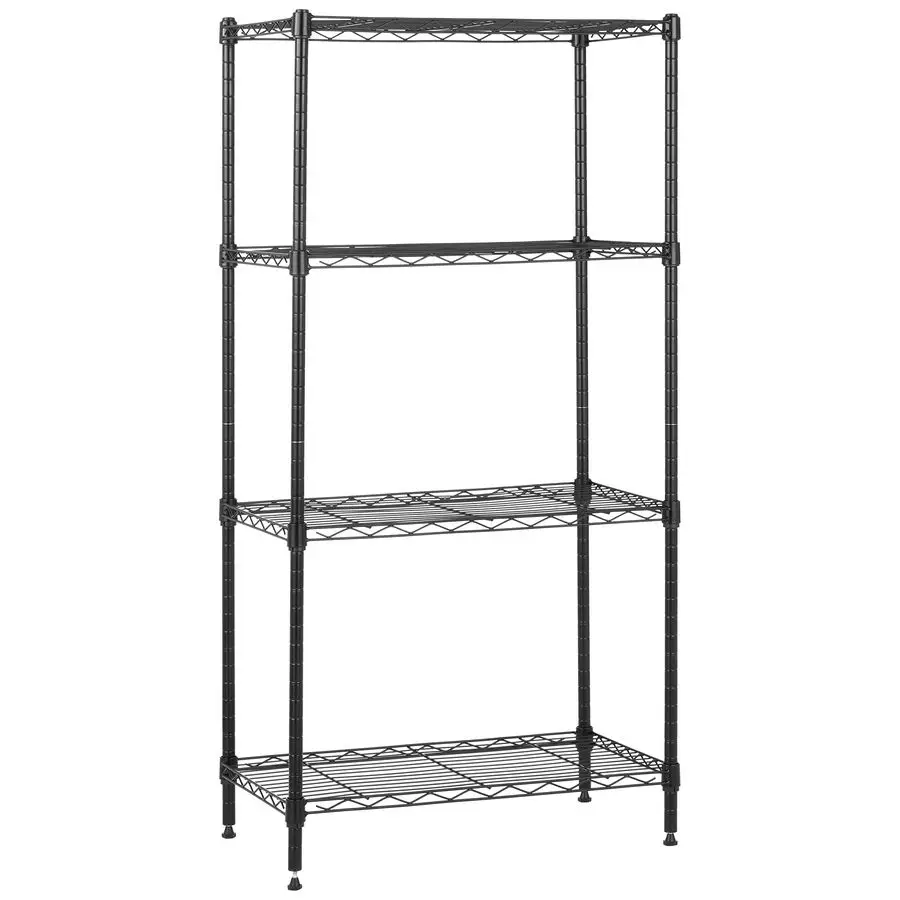

Стеллаж из стальной проволоки Basics с 4 полками, 13,4 (глубина) x 23,2 (ширина) x 48 (высота) дюймов, черный, прочный, регулируемый, простая сборка, для хранения