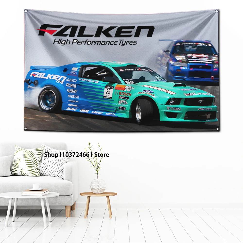 60x90cm Falkens Tire Flag Polyester Digital Printing Banner for Garage Wall Art Out Door Decoration