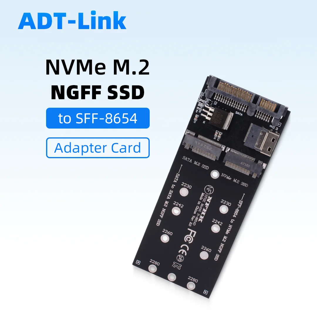

SATA M.2 SSD To SATA , NVMe M.2 NGFF SSD To SFF-8654 Adapter Card Sff8654