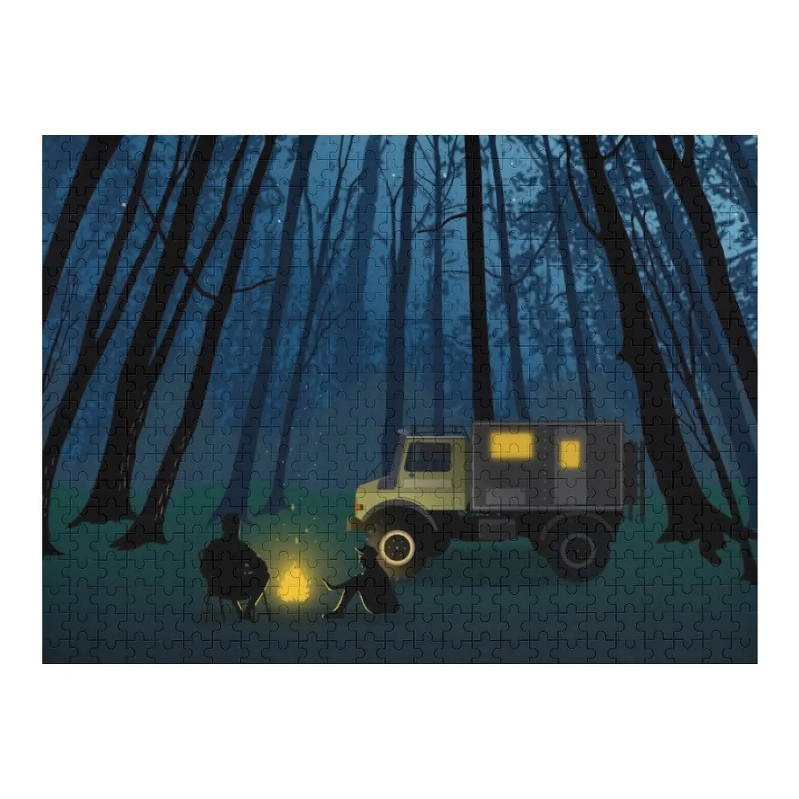Crepúsculo Unimog Overlander bosque Camping rompecabezas juguete para bebé composición de madera para niños rompecabezas