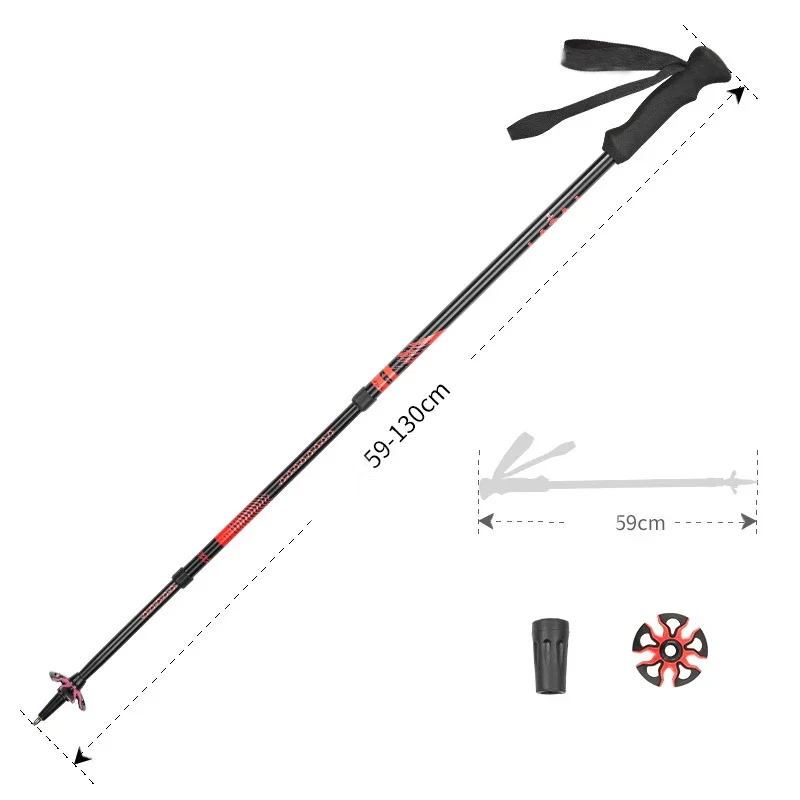 EVA grip-bastón de trekking de fibra de carbono, palo nórdico de aluminio 6061/7075, 3K