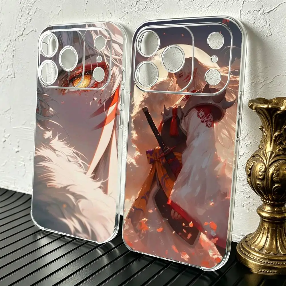 

Anime Inuyasha Sesshomaru Phone Case Transparent Silicone Soft For iPhone 17 16 15 14 13 12 11 Mini Pro Max Plus