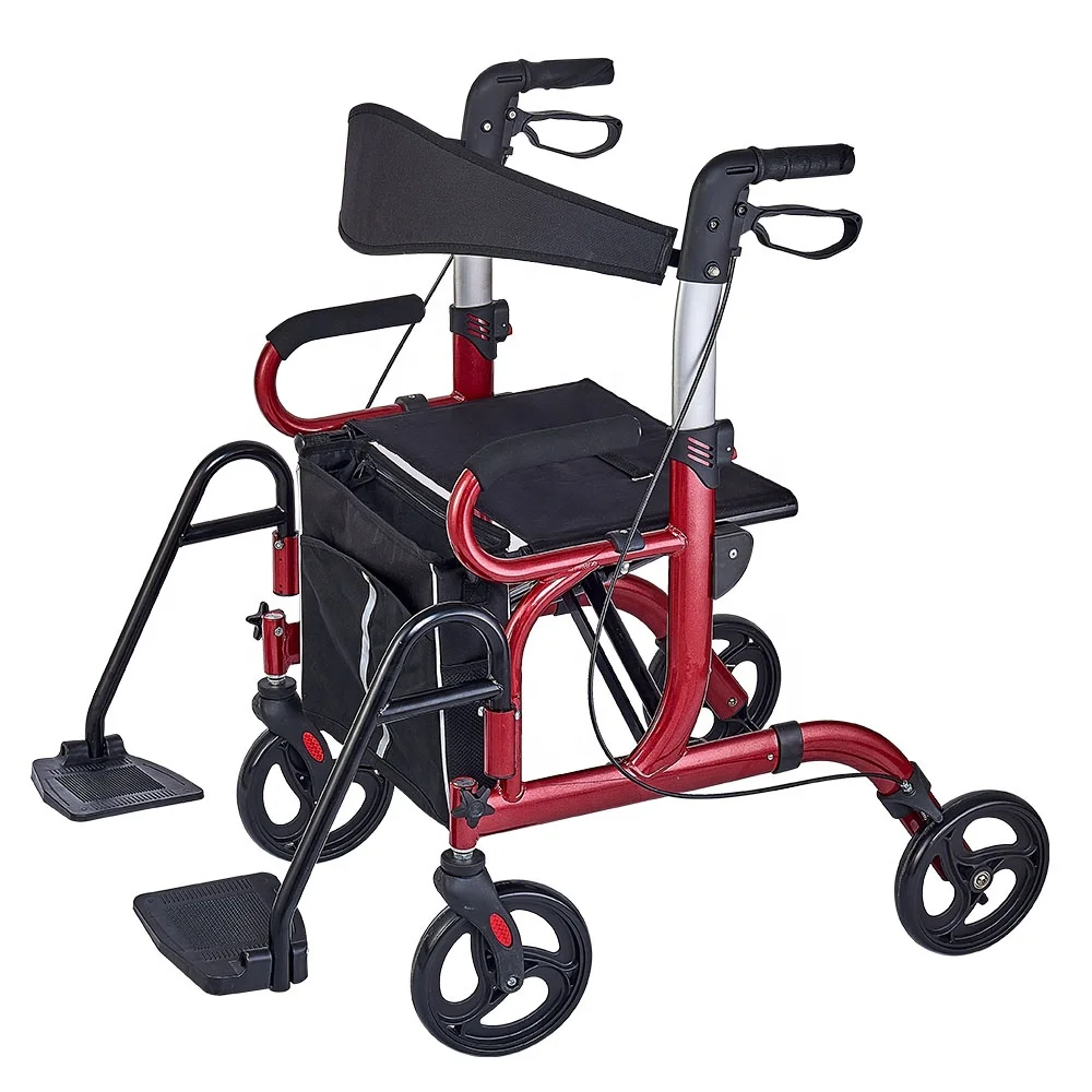 for 2 in 1 Rollator Walkers for Seniors with Padded & Widen Seat  Folding Comfortable Handles and Detachable Footrests