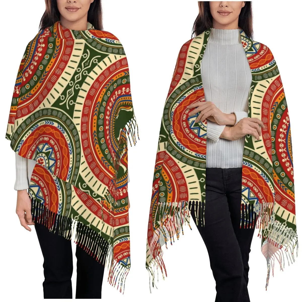 

Kabyle Amazigh Africa Algeria Ethnic Scarf Tassel Scarves Women Soft Warm Shawls and Wraps Long Fall Winter Shawl Wrap