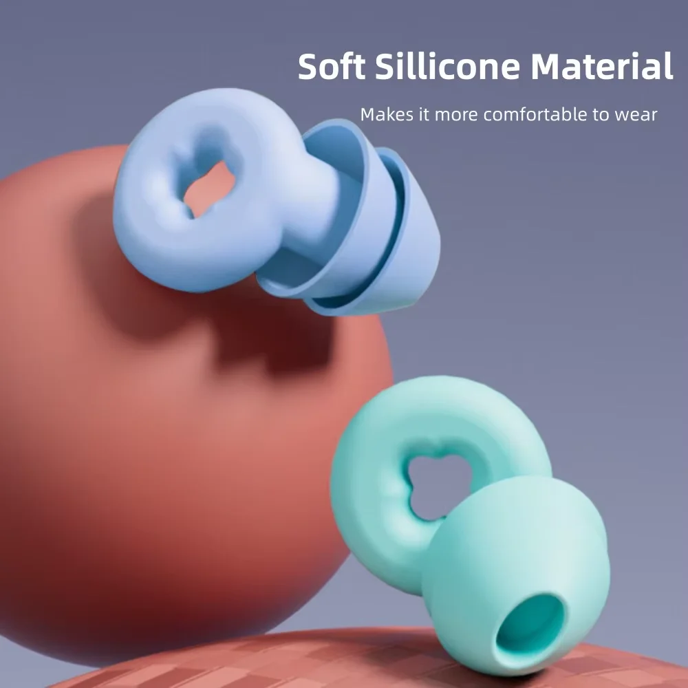 سدادات أذن من السيليكون للنوم، قابلة لإعادة الاستخدام، ناعمة مقاومة للماء، عازلة للصوت، سدادات أذن للنوم مضادة للضوضاء