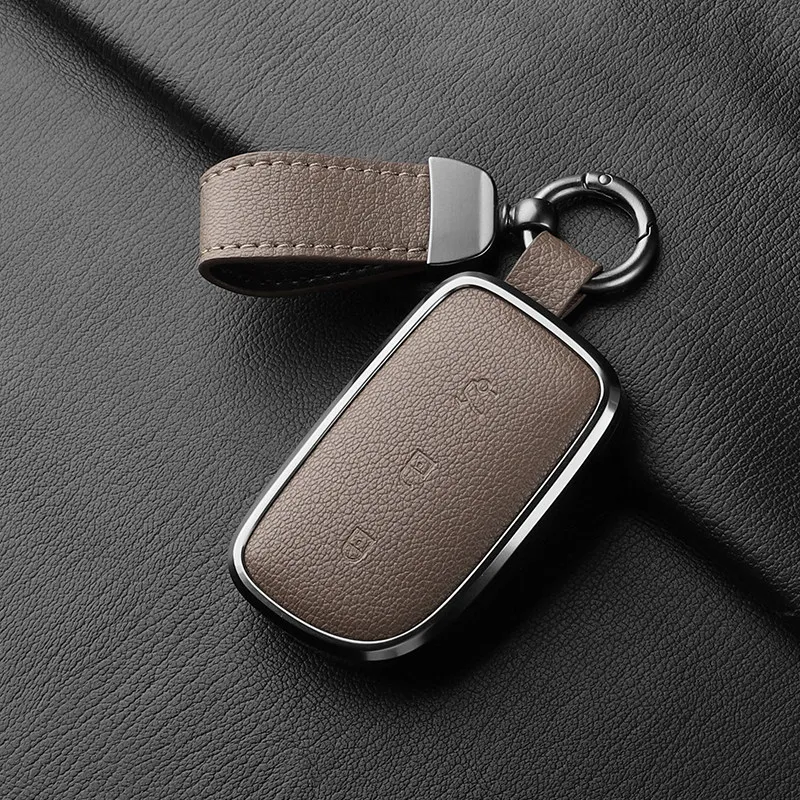 For LYNK & CO 900 Z20 Z10 Key Case Full-Protection Zinc Aolly Key Cover Shell Goatskin Leather Electric Car Key Case Accessories