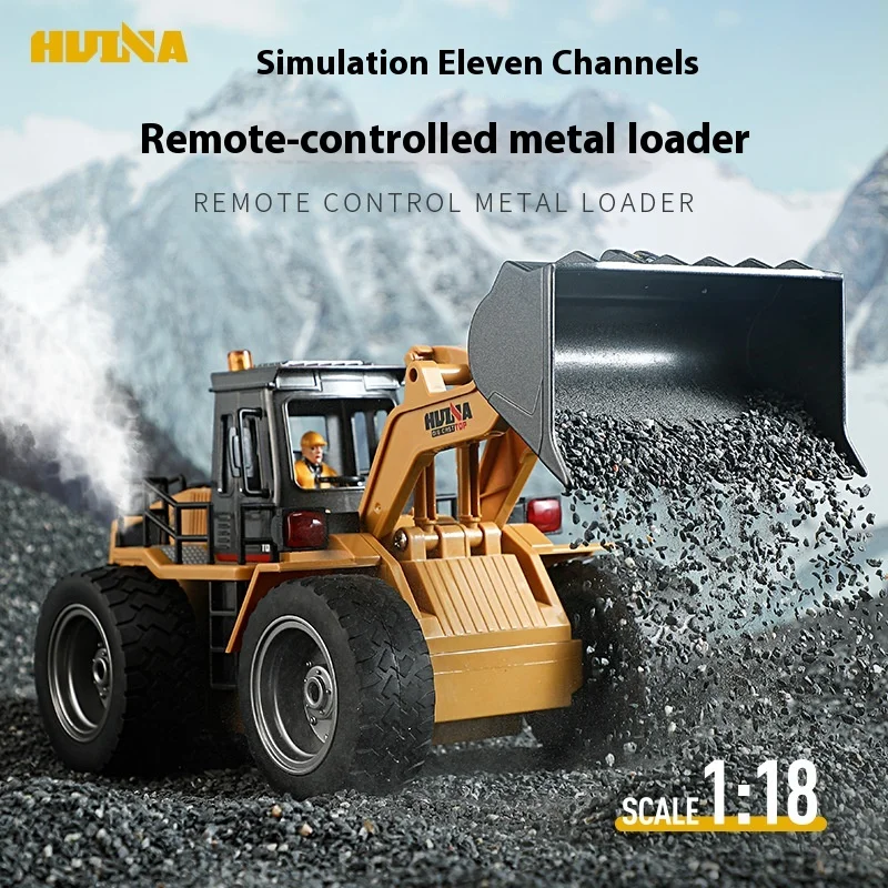 

Huina 11 Tong 620 Alloy Edition Bulldozer Bucket Loader Children's Remote Control Toy Engineering Vehicle