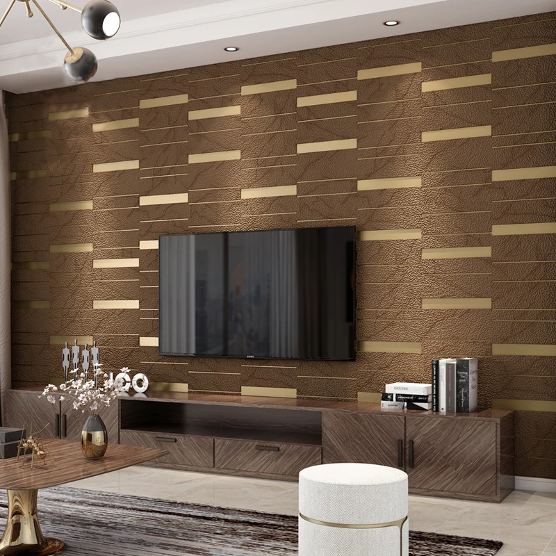 

Home Decor Wallpaper Striped 3d Imitation Deerskin Velvet Non-woven Living Room Tv Background Wall Stickers Room Decor