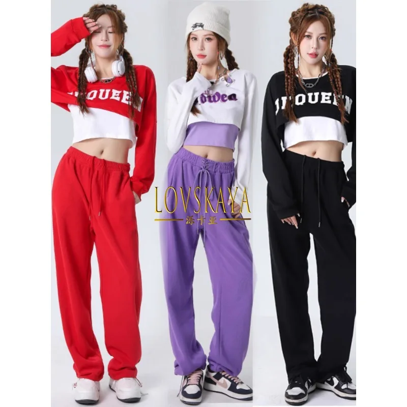 Loose long sleeved hip-hop street dance adult performance costume jazz dance costume women's three piece set