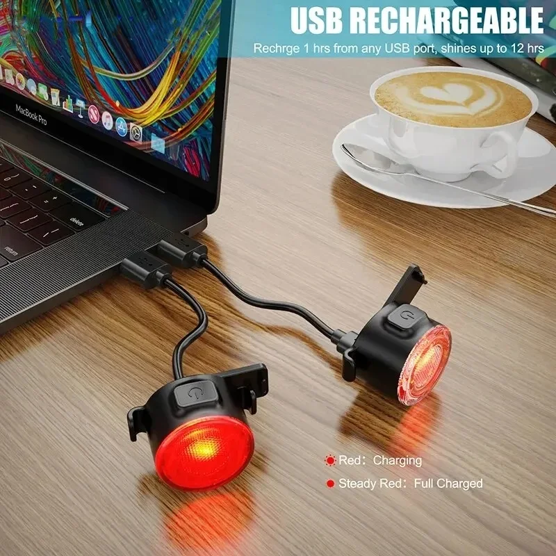 Bike Light Set USB Rechargeable LED Bike Headlight Taillights Night Riding Safety Warning Tail Light Bicycle Front Rear Lamps