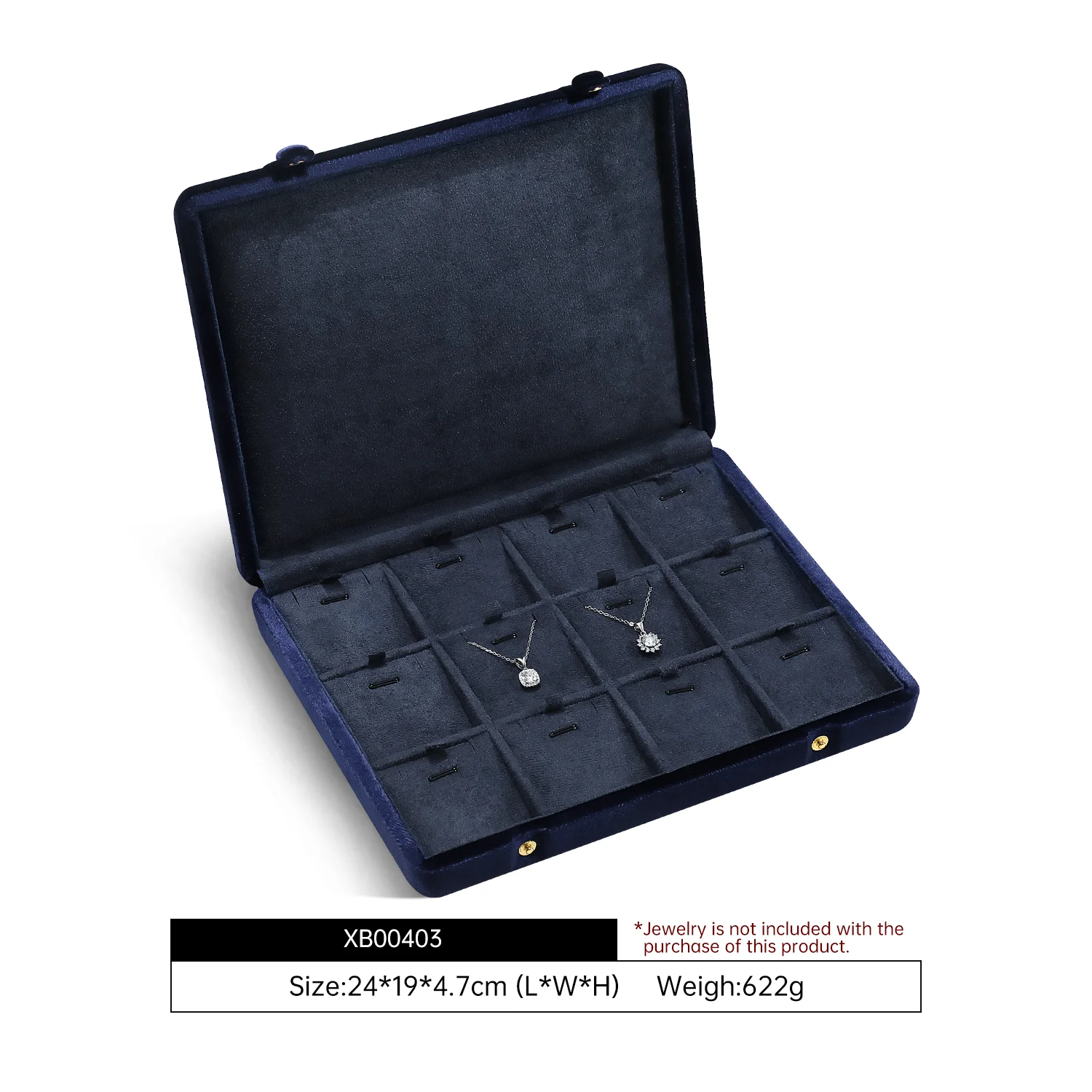 Yinbeini Fluwelen sieradenopbergdoos Ring Oorbel Hanger Display Organizer Grote ruimteverpakkingsdoos voor collectie XB006