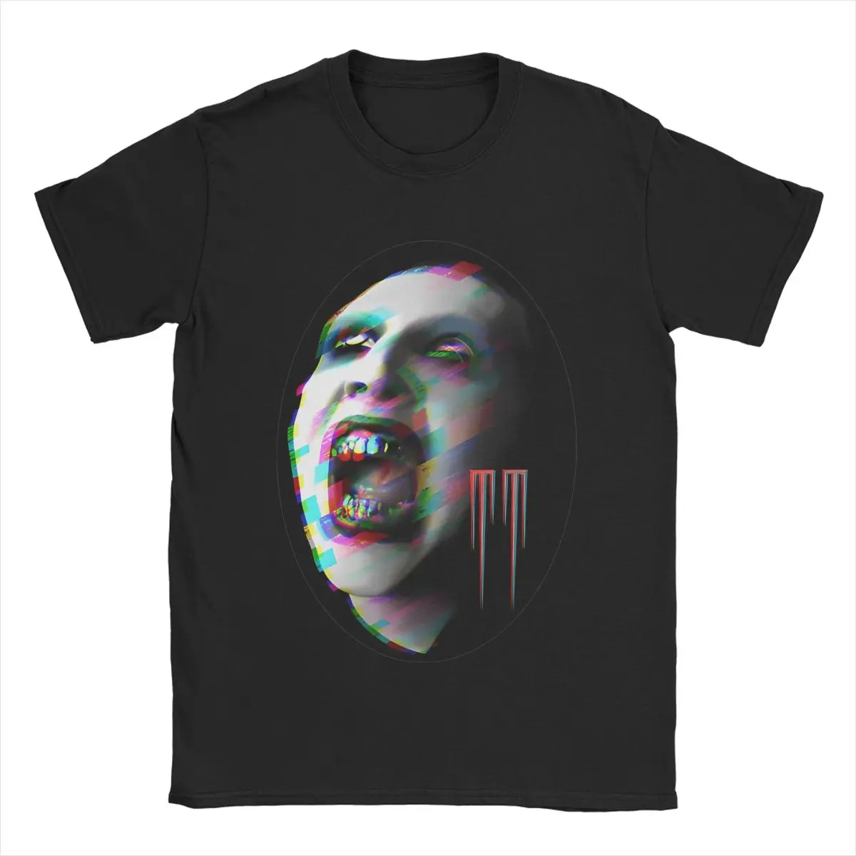 Marilyn Manson Glitch Fan Gift Music Outfits T-Shirt for Men Women Funny Cotton New Arrival Tees