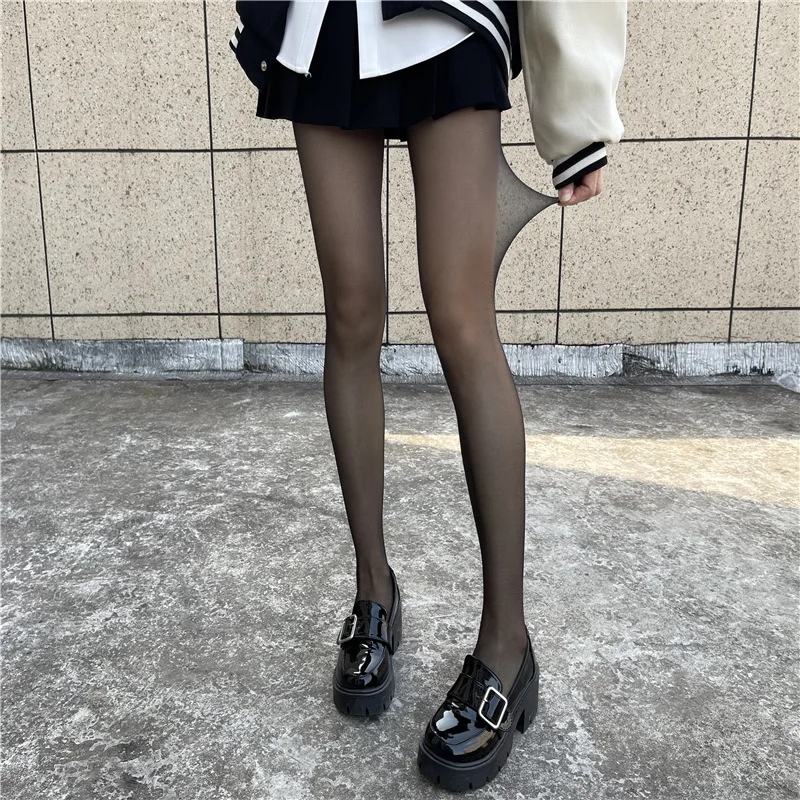 2022 New Japanese JK Black Sexy Ultra-thin Transparent Anti Hook Silk Stockings Women's Summer Core Silk Pantyhose