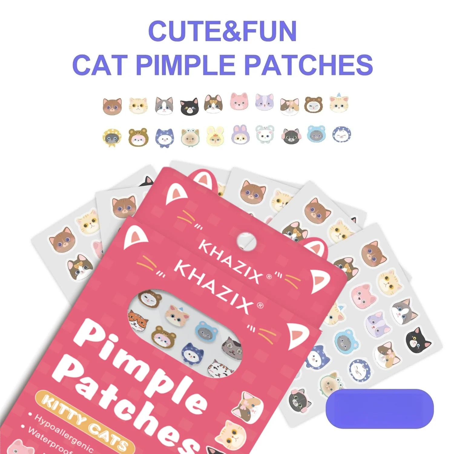 100 قطعة من رقع حب الشباب الوجه الكرتونية، تغطي علامات حب الشباب، سلسلة وردية داكنة، عيوب غير مرئية، العناية بالبشرة الرقيقة.