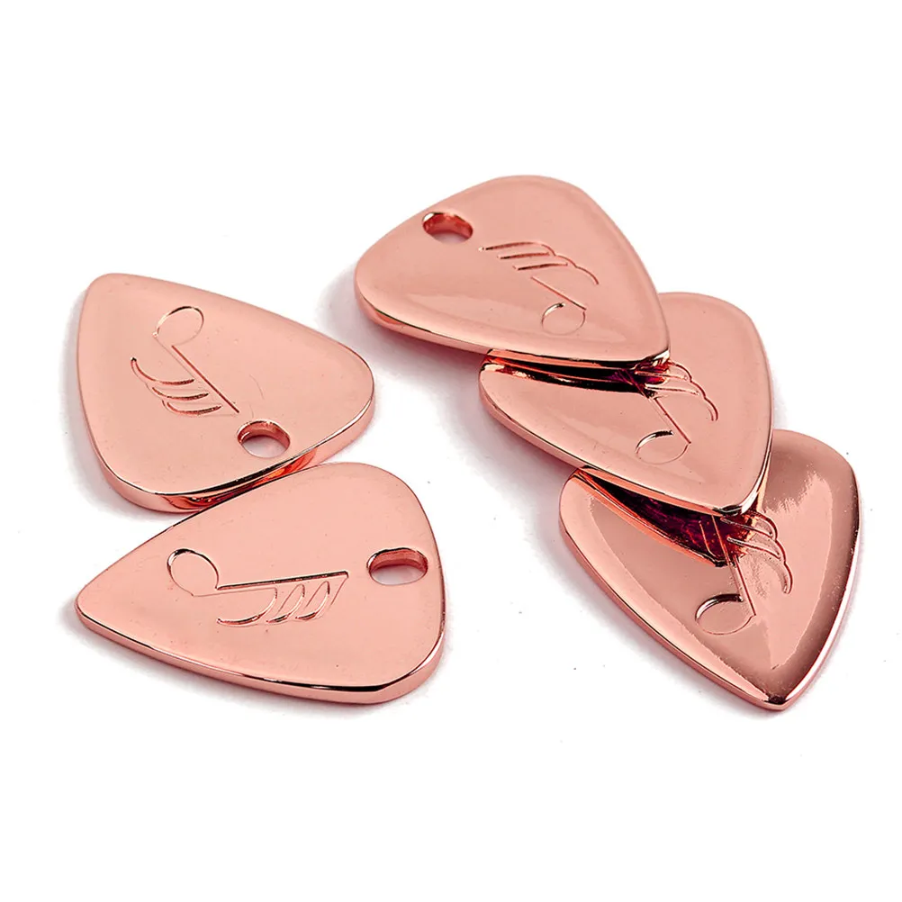 Metal Alloy Guitar Pick Teardrop Design Plectrum with Hole for Storage Pendant Use Mellow Authentic Sound Scratch Free