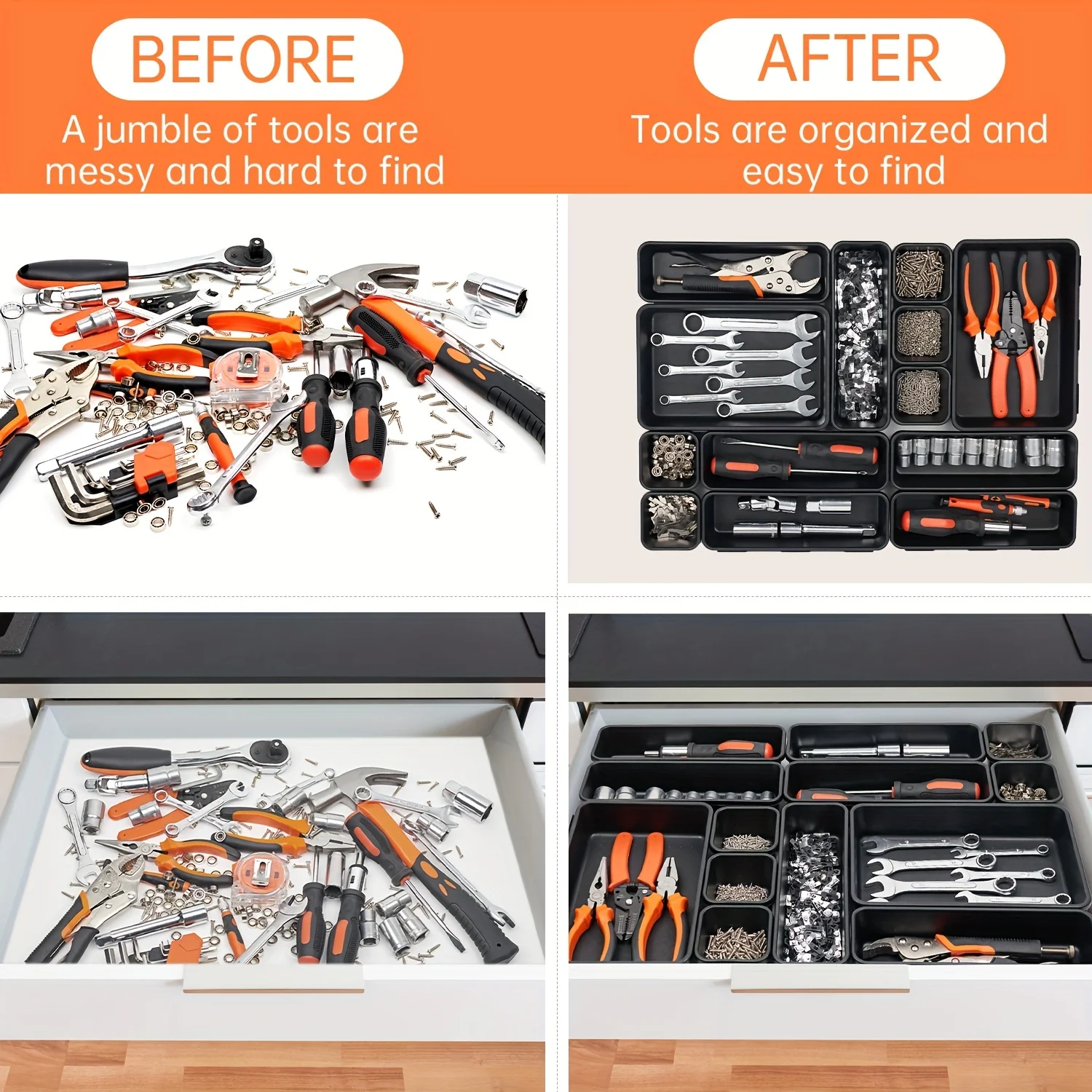 67–9 Stück Werkzeugkasten-Organizer, Schubladenteiler, Tablett für Werkzeugtruhe, Schrank, Hardware-Teile, Schrauben, Muttern, kleine Werkzeuge, Aufbewahrung – Detail 5