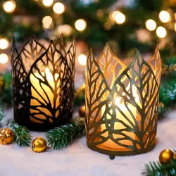 Exquisite Candle Holder Ornament Leaf Shape Vintage Candlestick Durable Iron Candle Holder For Christmas Halloween Home Decors