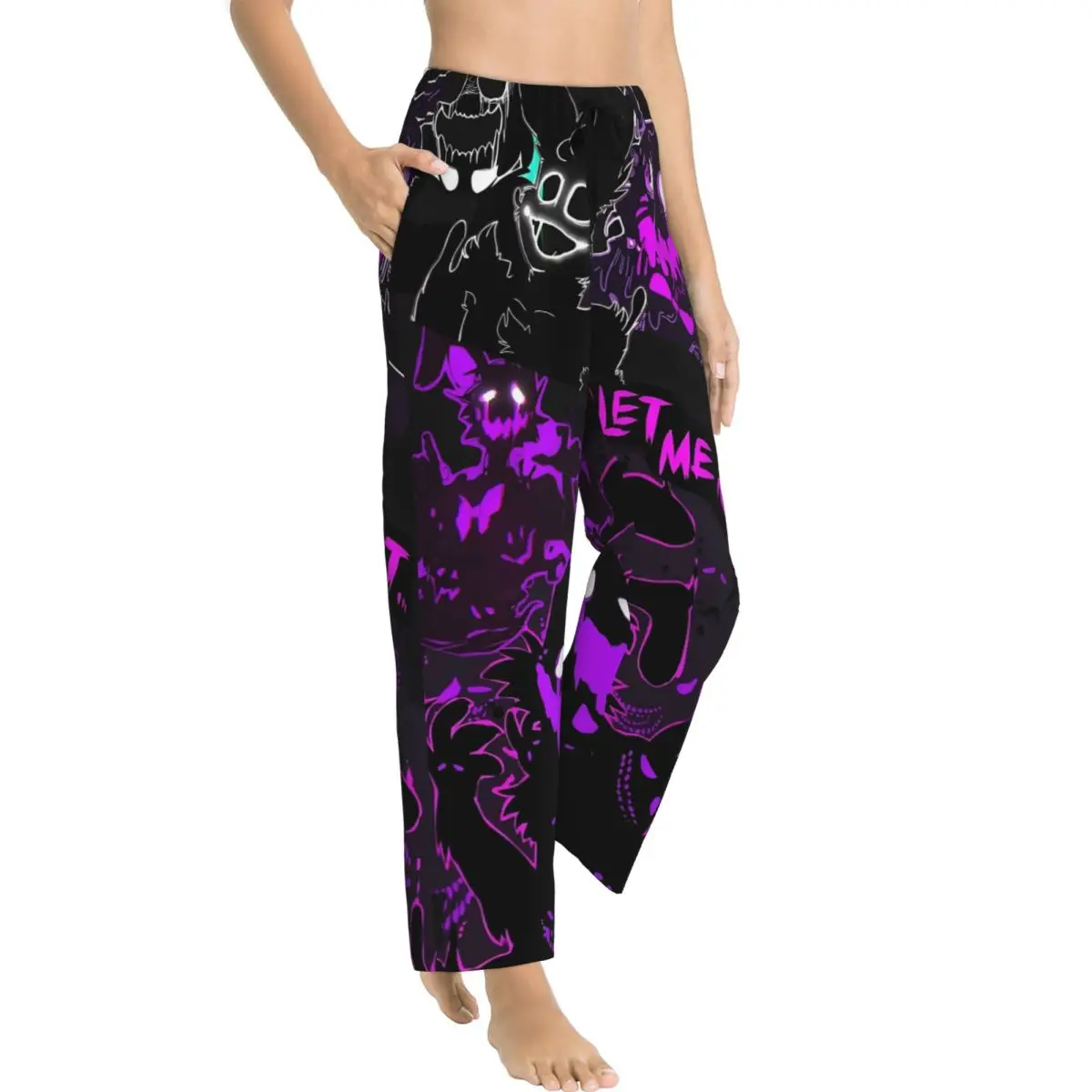 Custom Print Springtrapped FNAF Pyjamahose Damen Horro Game Sleep Nachtwäsche Hose mit Taschen