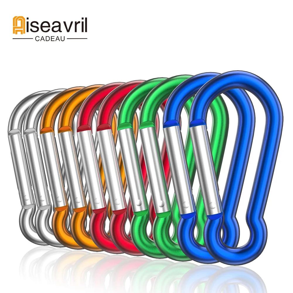 100pcs Colorful Carabiner Keychain Alluminum D-ring Buckle Spring Carabiner Snap Hook Clip Keychains Outdoor Camping Daily Use