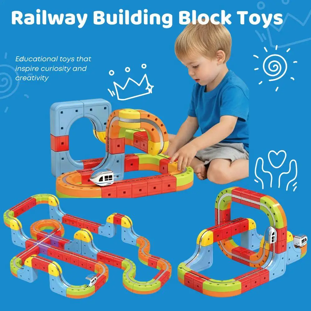 DIY Assembly Magic Rail Car Cube Toys For Kids Magic Electronic Track Train Construction Children Educational Toy Christmas Gift
