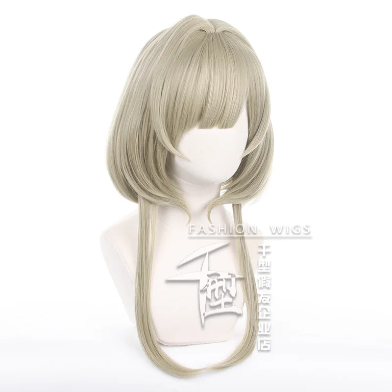 Genshin Impact Sandrone Peruca Cosplay para Mulheres, Cabelo Sintético, Resistente ao Calor, Cabelo com Leite, Acessórios para Festa de Halloween