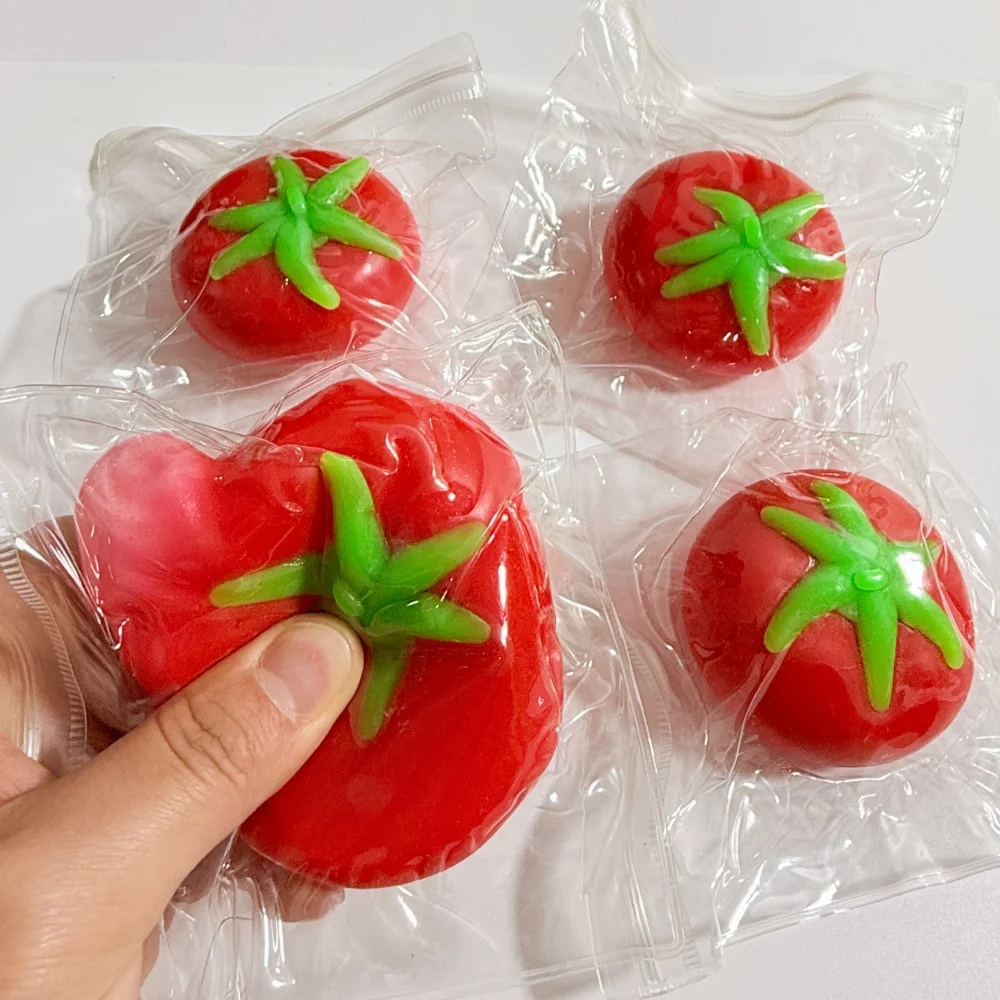 Juguete Antiestrés con Forma de Tomate, Juguete de Escritorio de Descompresión con Rebote Súper Lento