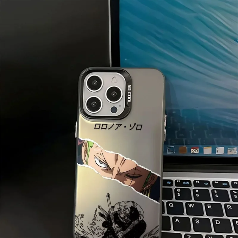 Japan Anime One Piece Zoro Phone Case for iPhone 11 12 13 14 15 16 17 Pro Max Plus Zoro Squint Three blade flow Shockproof Cover view 6