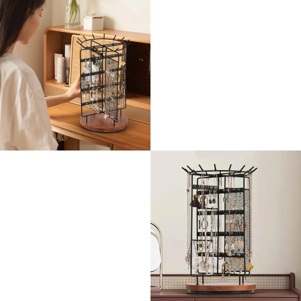 

Вращающиеся органайзеры для ювелирных изделий, подставка для сережек, крючки для ожерелья, стеллаж для хранения