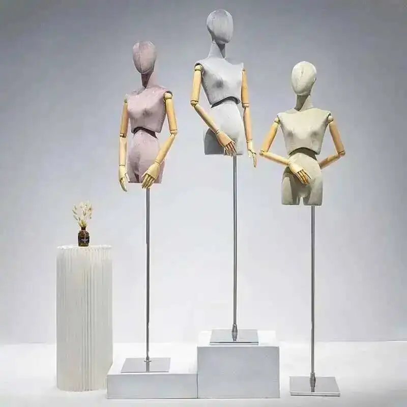 

Half-length Female Mannequin for Women's Clothing Store High-end Suede Mannequin Colorful Mannequins Props Window Display Stand