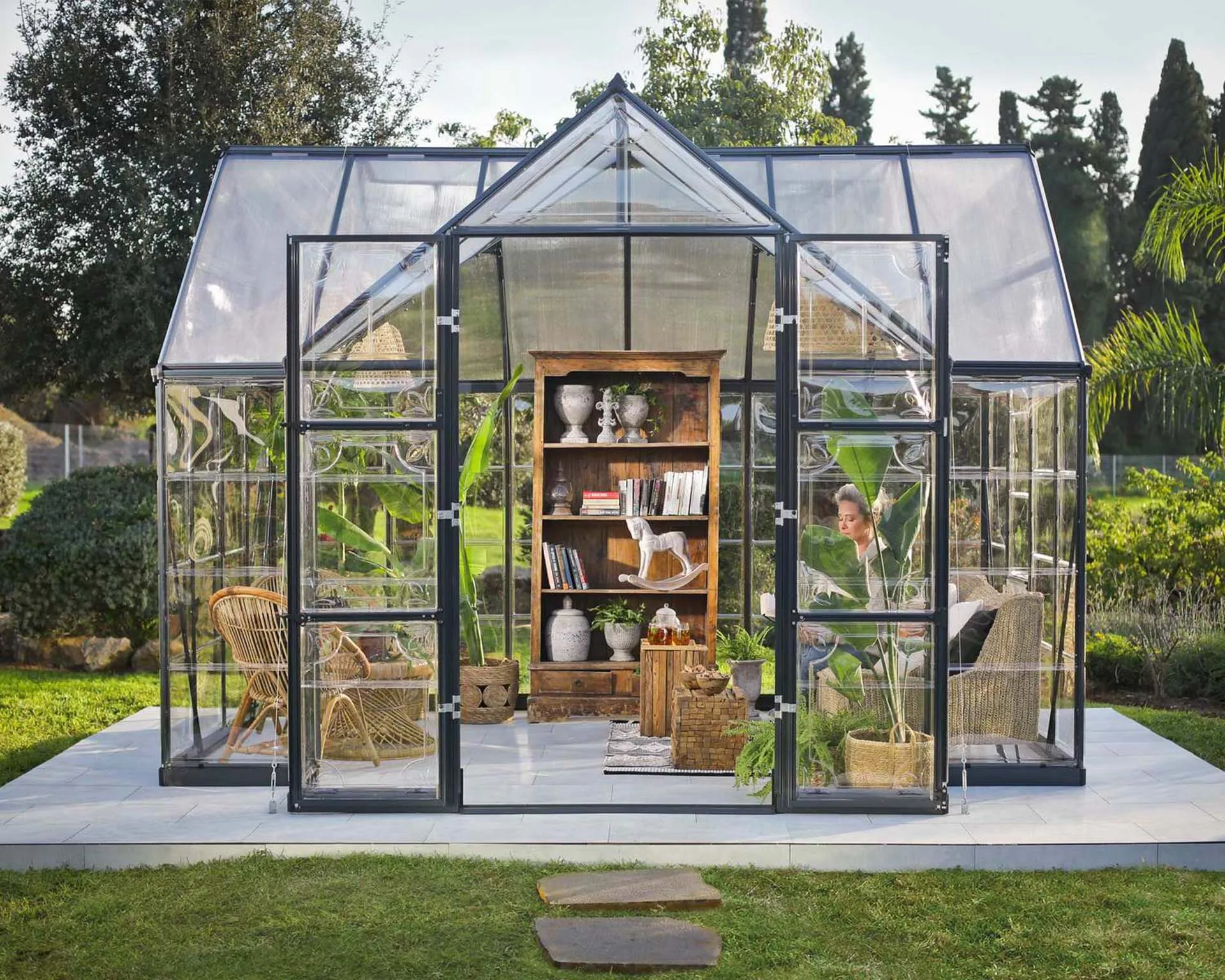 Modular Greenhouse Kit Aluminium Alloy Polycarbonate Green House Commercial Outdoor Plastic Shed