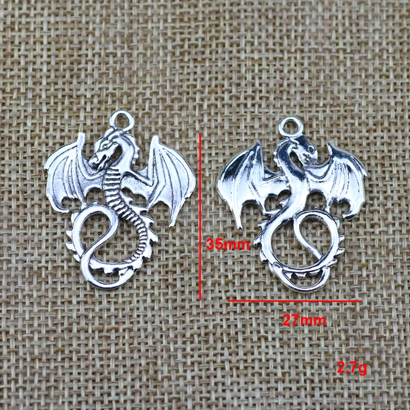 10pcs 27*35mm Dragon Charms  Vintage Animals Dragon Fly Pendant Charm For Jewelry Pendant Making Wholesale