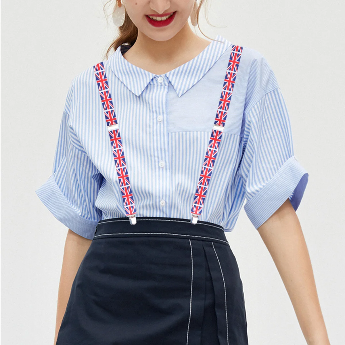 

Suit Suspenders for Flag Printed Hanger Belt Printing Elastic Clip on Men and Women Mens