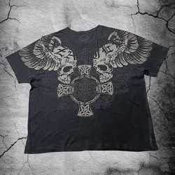 2000s Suffering Fashion Trend Retro Printing T-shirt With Round Neck And Short Sleeves Y2K Street Wind Couple Men And Women