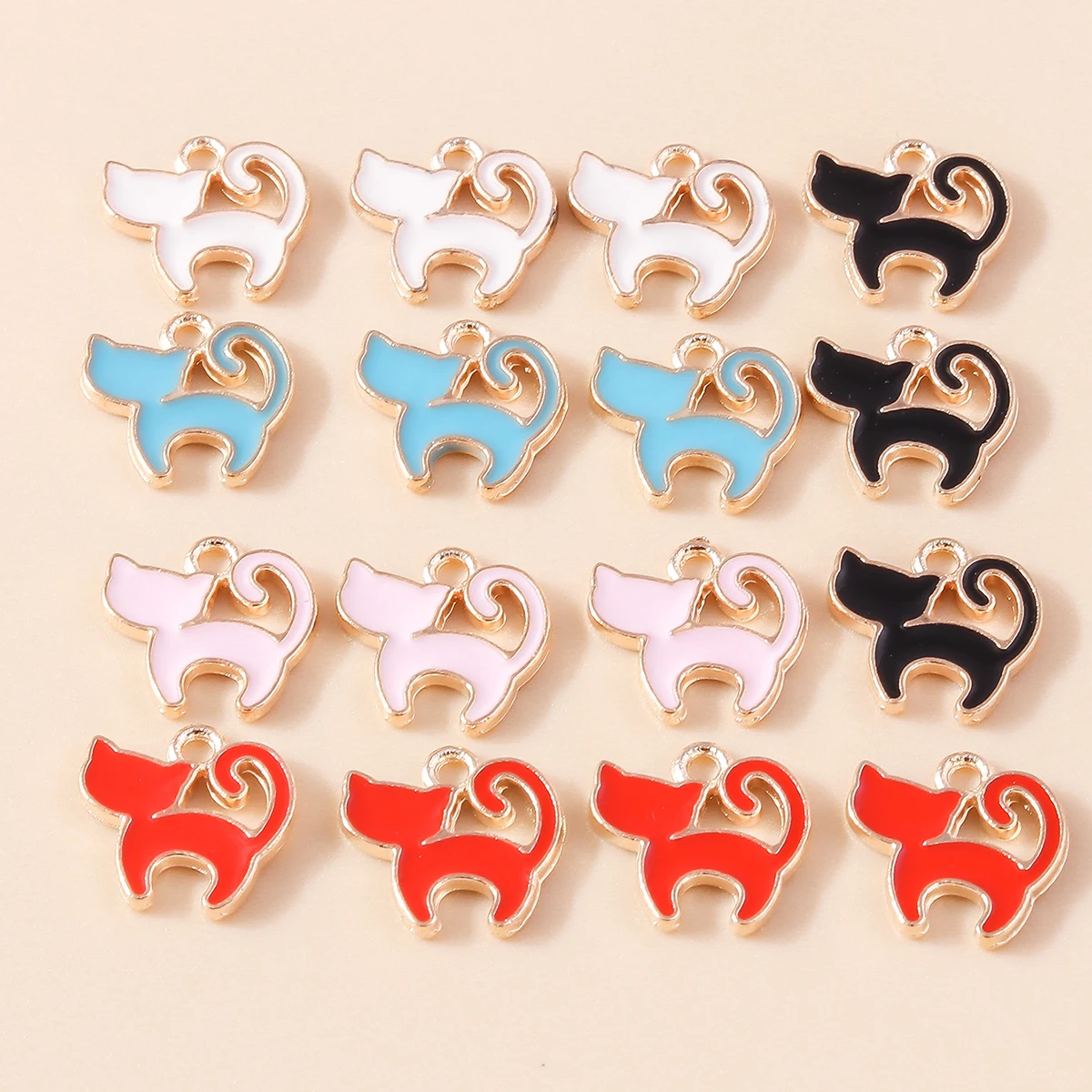 10 stücke niedlichen Emaille Cartoon kleine Katze Charms für DIY Ohrringe Halsketten Tier Kätzchen Anhänger handgemachte Schmuck Zubehör
