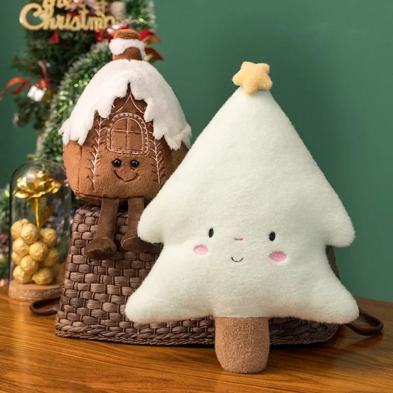 Natal gengibre pão travesseiro de pelúcia recheado chocolate biscoito cabine casa decoração almofada engraçado árvore de natal festa decoração boneca plushie