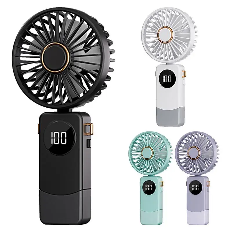 Hand Held Fan Small Rechargeable Desktop Fan Collapsible USB Rechargeable Portable Air Conditioner Desktop Cooling Device