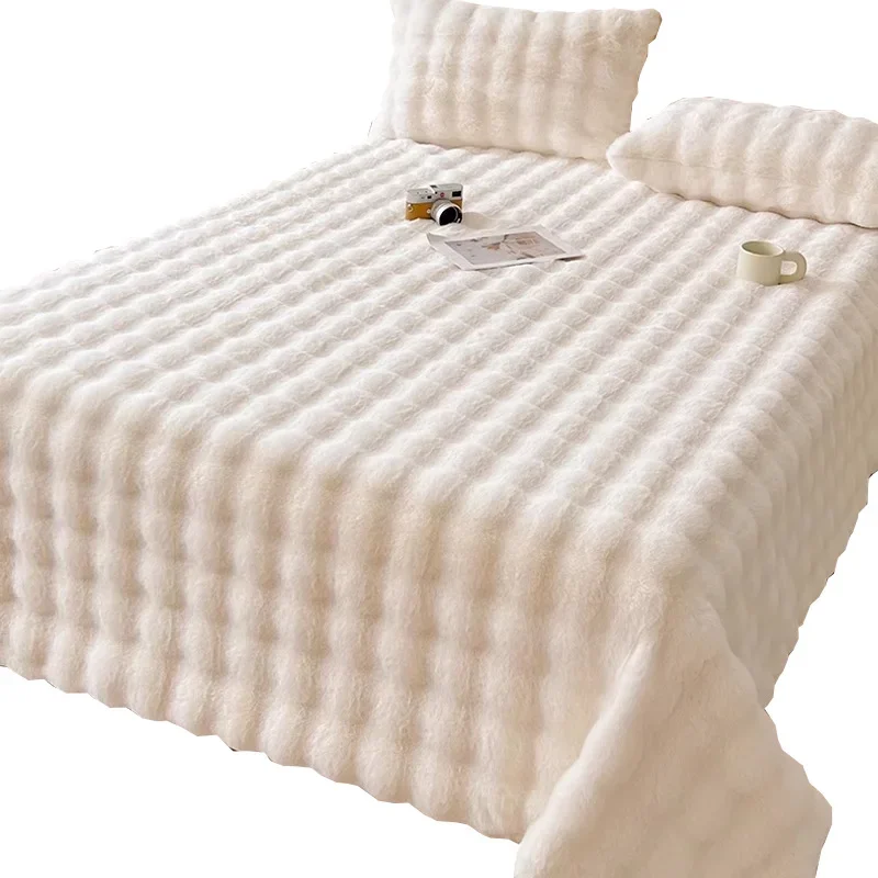 

Double Layer Rabbit Fur Blanket Winter Thickened Warm Fluffy Faux Fur Throws Blankets for Sofa Tie-Dye Soft Plush Blanket