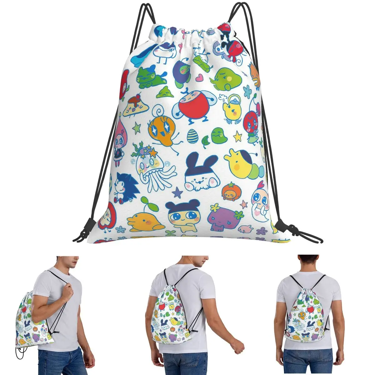 Tamagotchi Friends Backpacks Portable Drawstring Bags Sports Bag Book Bags for Man Woman School
