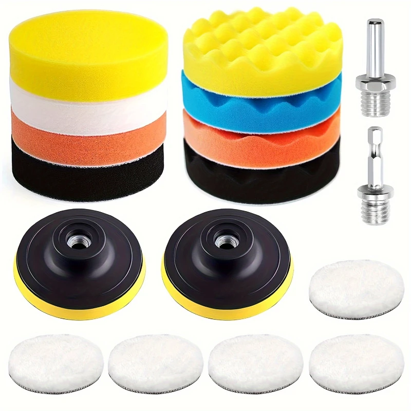 17 PCS Polishing Disc Waxing Buffing Polishing Pad Car Paint Care Polisher Machine Pads Auto Beauty Accessories