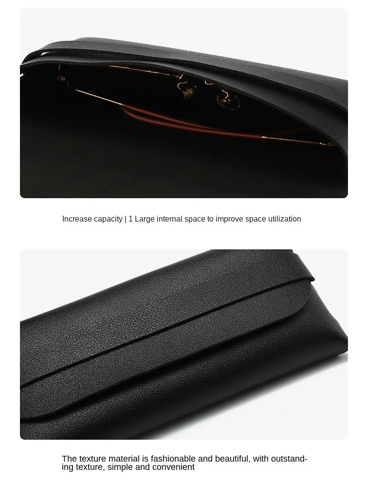 Schwarz-weiße Brillenetuis aus weichem und stilvollem Leder – Brillenschutztaschen, Reisezubehör für Männer und Frauen – stilvoll – Detail 3