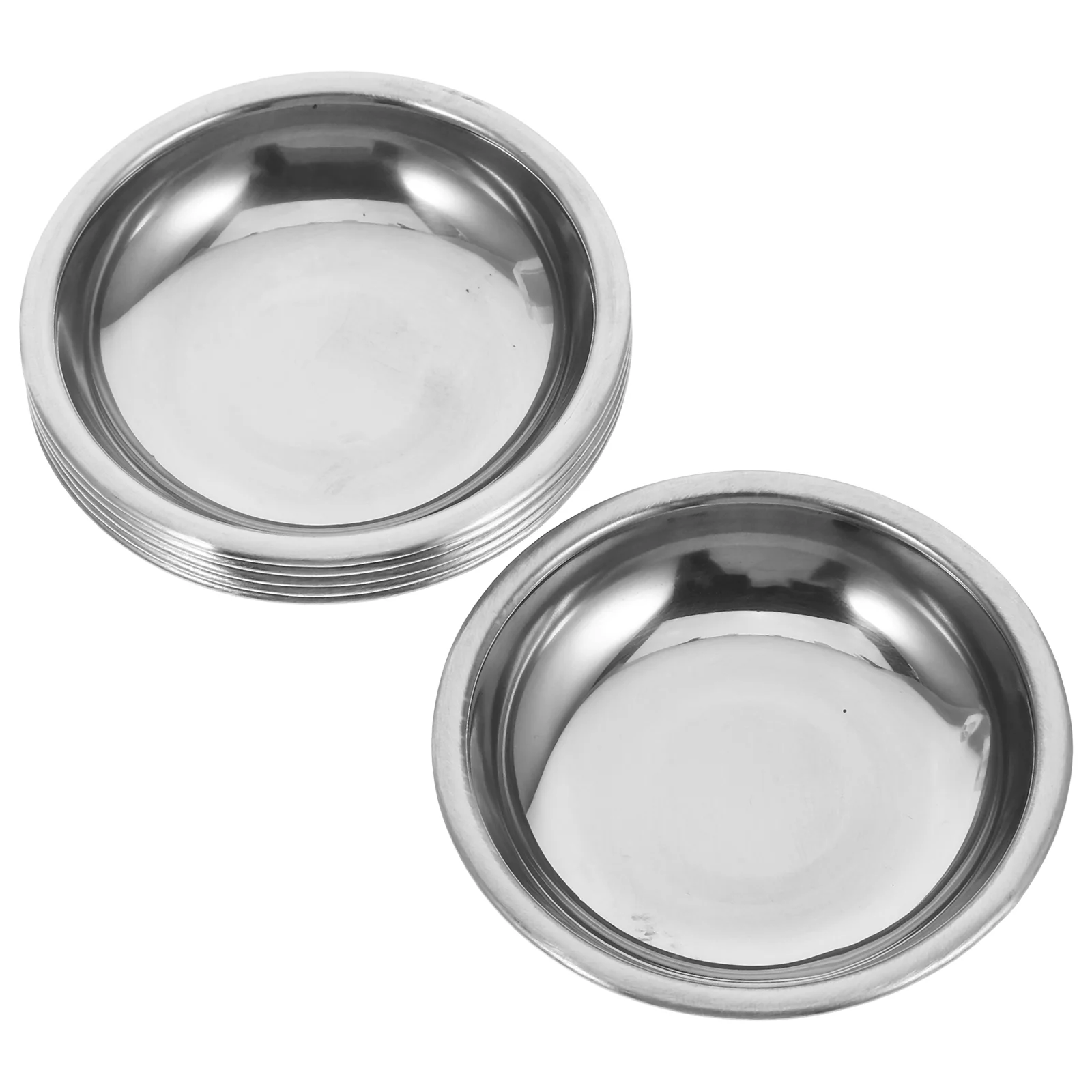 6 Pcs Stainless Steel Plate Sauce Plates Mixing Bowls Appetizer Dish Soy Dishes For Dipping Gear Food Containers with Lids