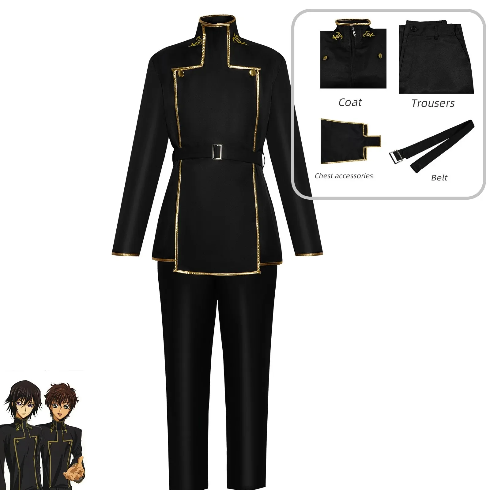 Code Lelouch Cosplay Costume Geass vi Britannia Oufit Clothes Black Prince Uniforms Halloween Classic Anime Cosplay Men Suit