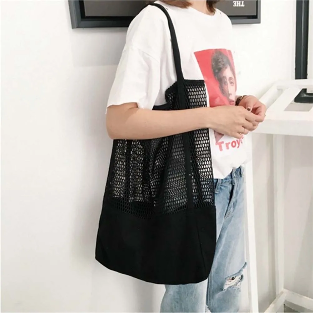 

Eco-Friendly Nylon Mesh Tote Bag Reusable Grocery Beach Shopping Bags Expandable Lightweight Vegetable Net Storage Carry Large