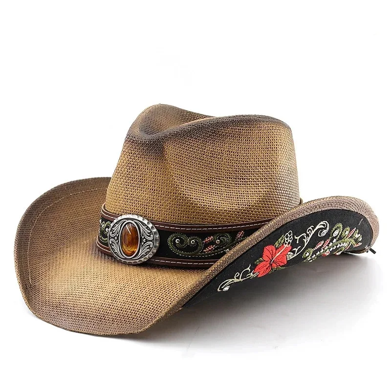 

Hats Straw Cowgirl Western Hat Mexican Hat Retro Curling Hat Western Cowboy Hat Outdoor Riding Hat Travel Sports Hat