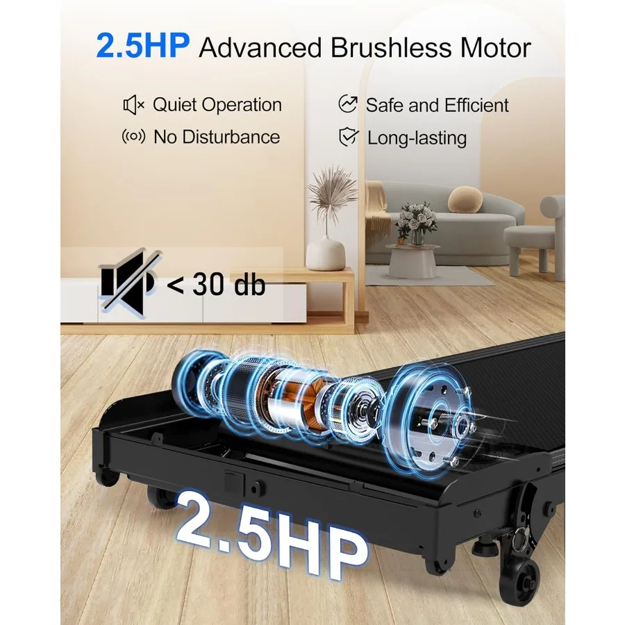 جهاز سير صغير محمول للاستخدام في المنزل والمكتب تحت آلة المشي المكتبية مع محرك فائق الهدوء بدون فرش وجهاز تحكم عن بعد