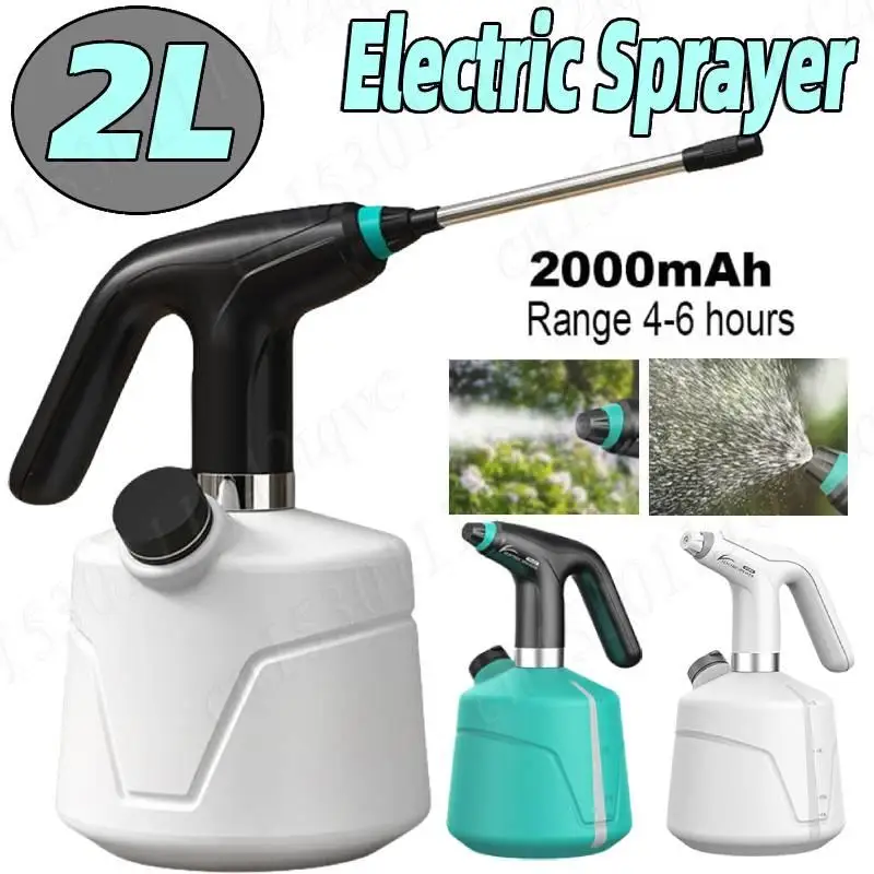 

2L Electric Handheld Sprayer Rechargeable Sprinkler with Adjustable Spout Automatic Mist Spray Bottle for Flower Plant Gardening