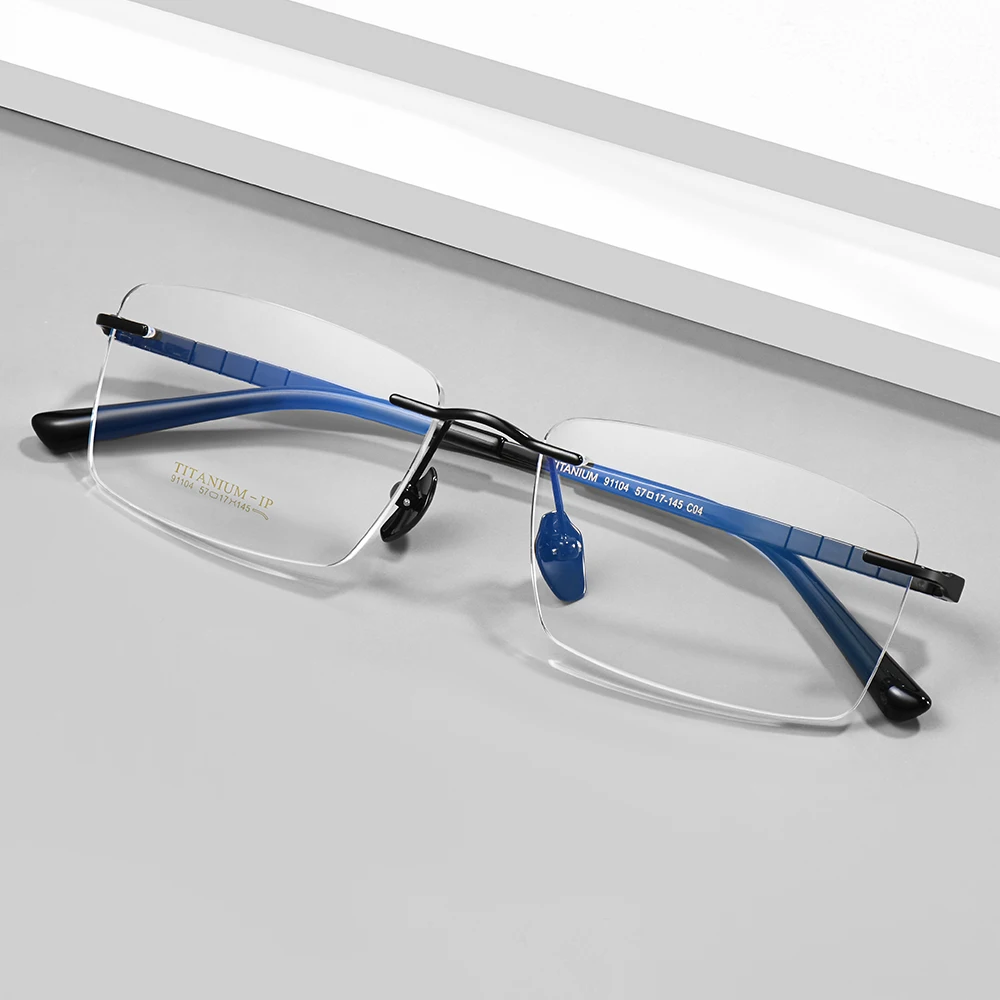 Ultralight Pure Titanium Rimless Men Glasses Frame Eyewear Square Eyeglasses Myopia Prescription Spectacles Frameless