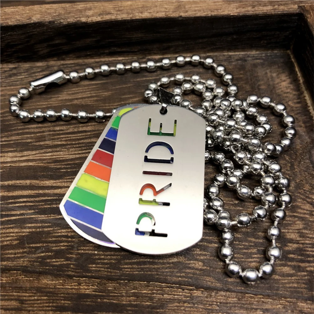 

Rainbow Necklace Durable Thick Chain Fashion Rainbow Color Pendant Stylish Hanging Pendant Gay Lesbian Pride Chain