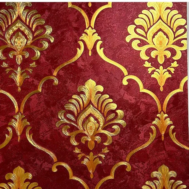 European 3D Gold Foil Gold Wallpaper Living Room Bedroom Background Wall KTV Bar Luxurious Reflective Blue New Style