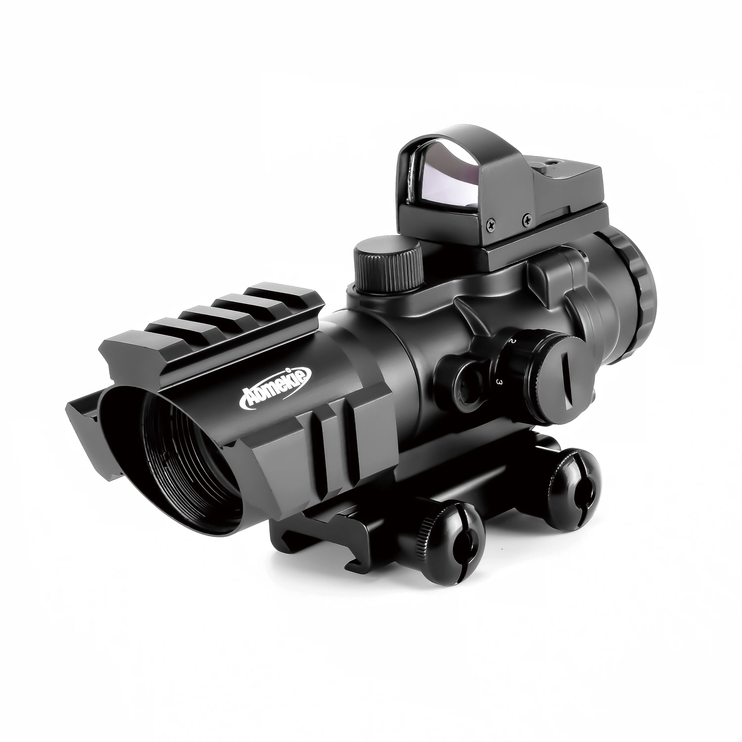 4X32 Tactical Red & Green Illuminated 20/22mm Rail Mount with Mini Red Green Dot Sight for Hunting Shooting